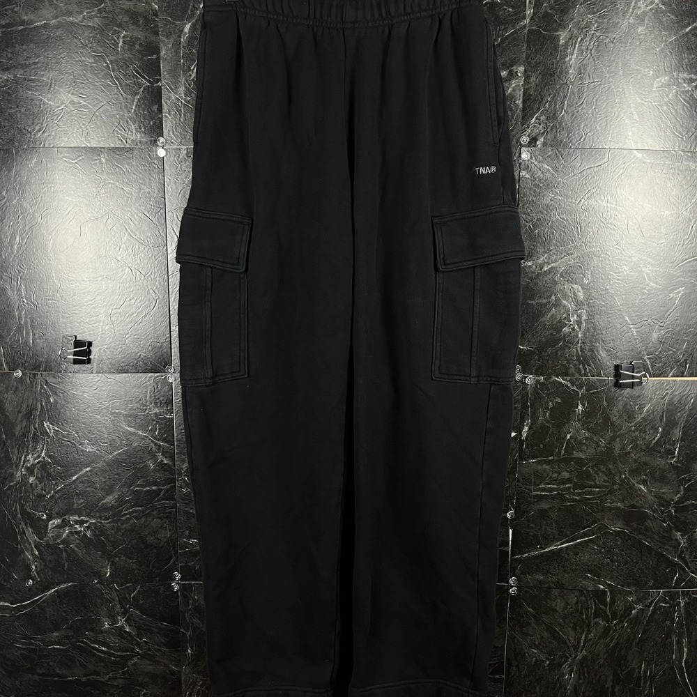 TNA Women's Black Sweatfleece Cargo Jogger Small